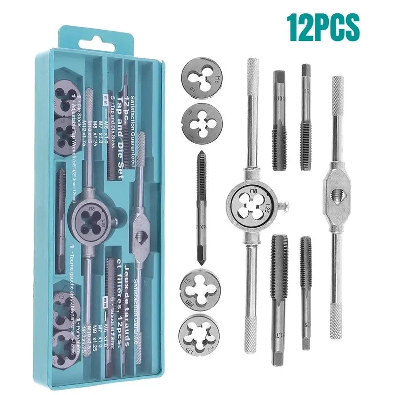 Tap And Die Set 20Pcs M3-M12 Metric Thread Tools For DIY Metalworking Kit