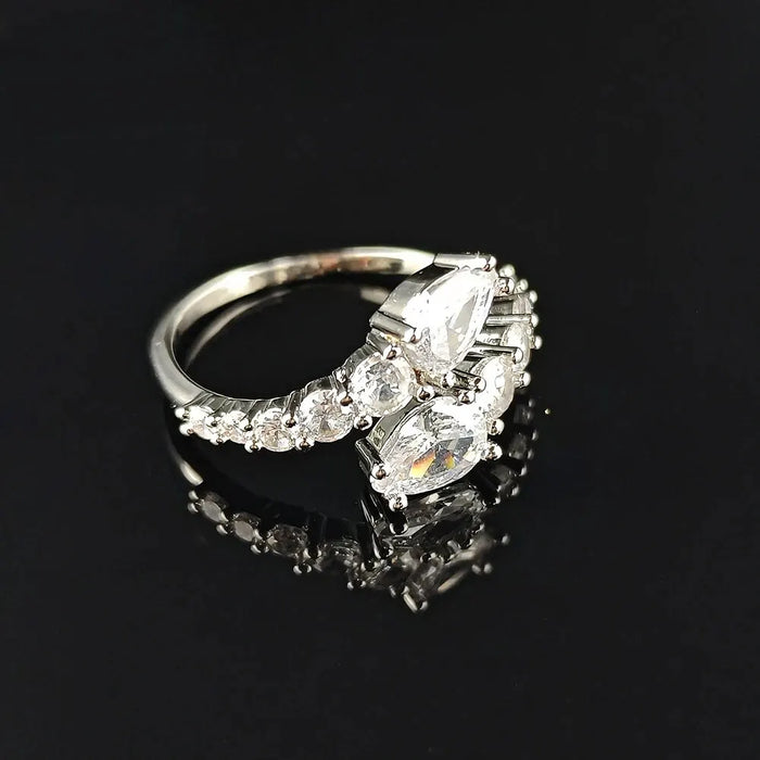 Adjustable Cubic Zirconia Cocktail Ring Valentine Gift 2026 Sparkling Prong Setting