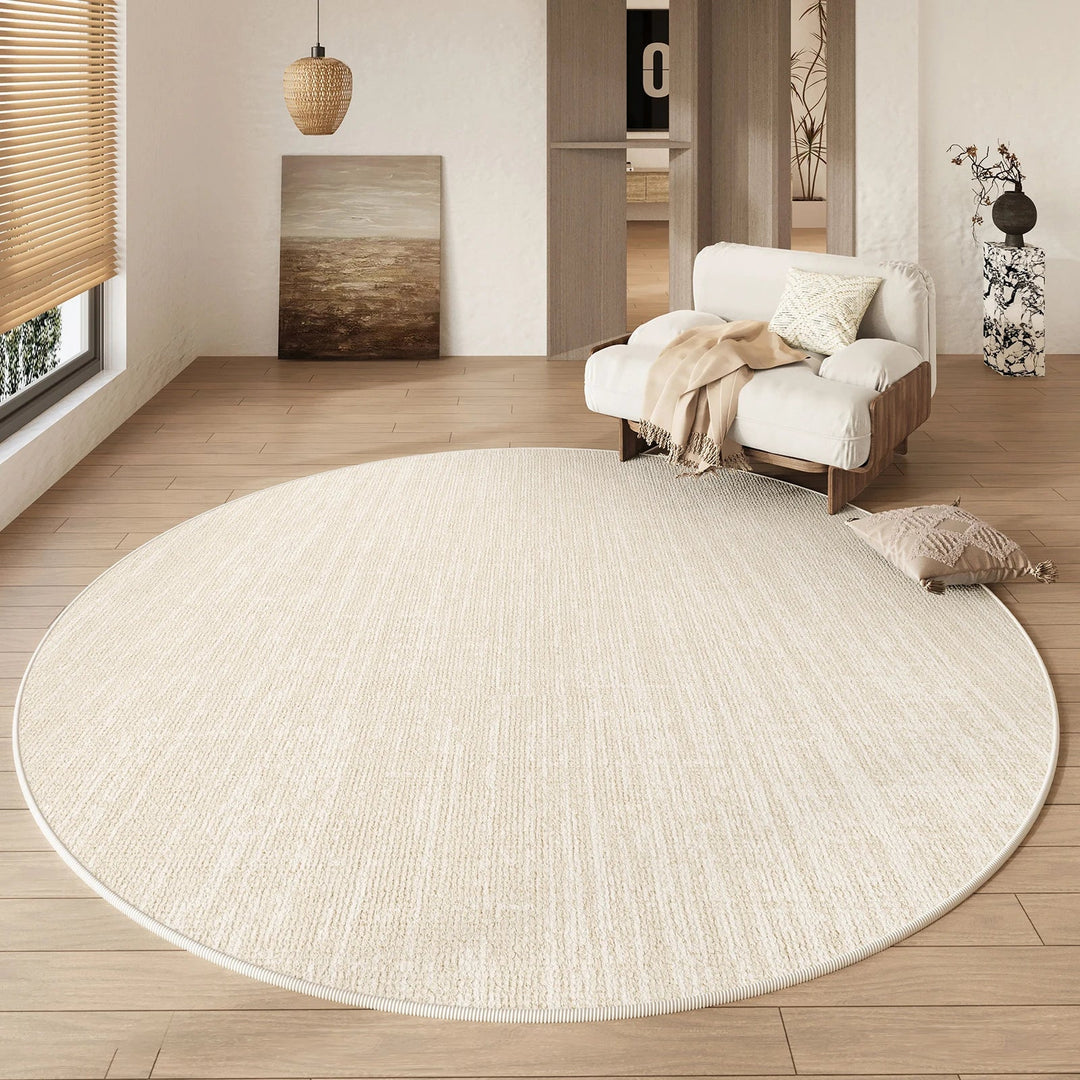 Round Rug Cream Wabi Sabi Luxury Non Slip Waterproof