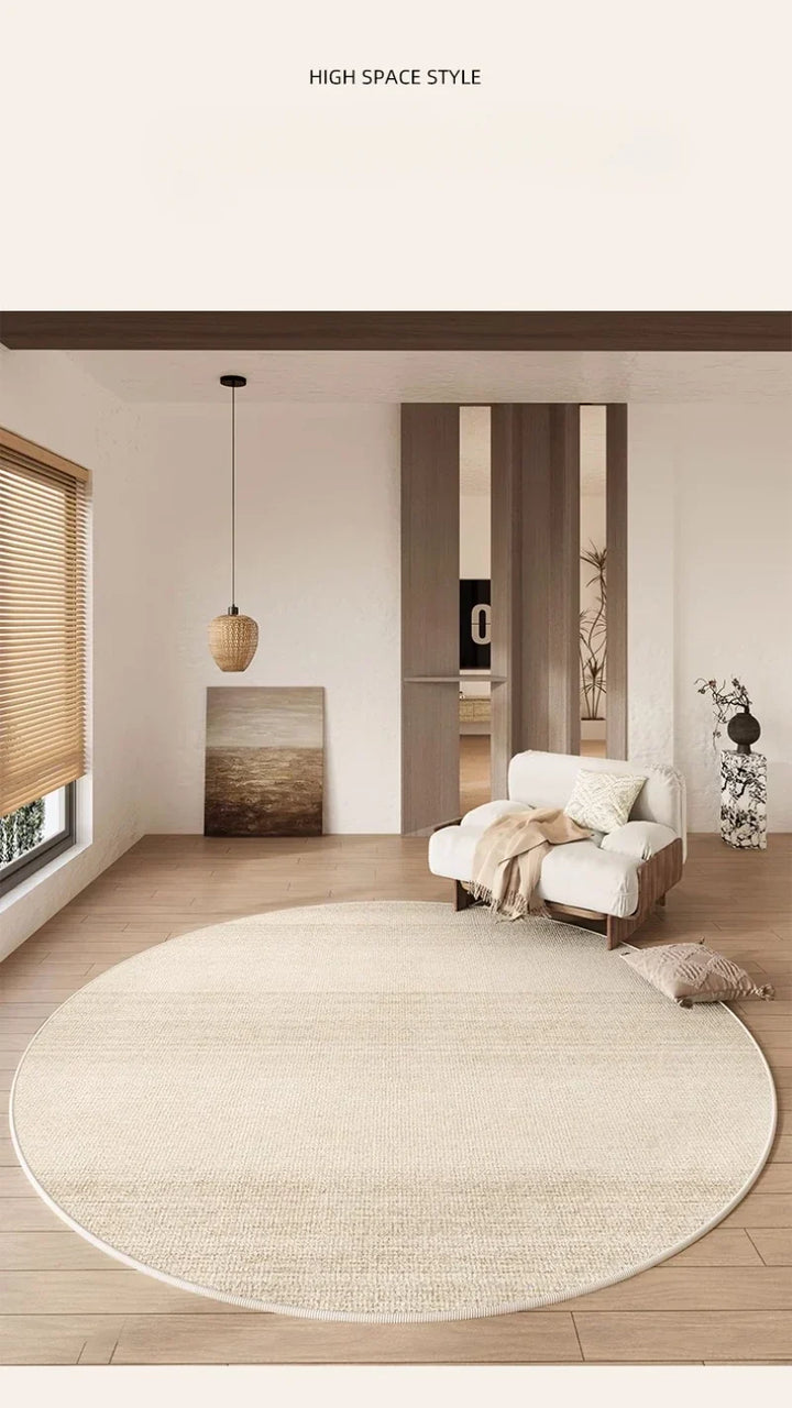 Round Rug Cream Wabi Sabi Luxury Non Slip Waterproof