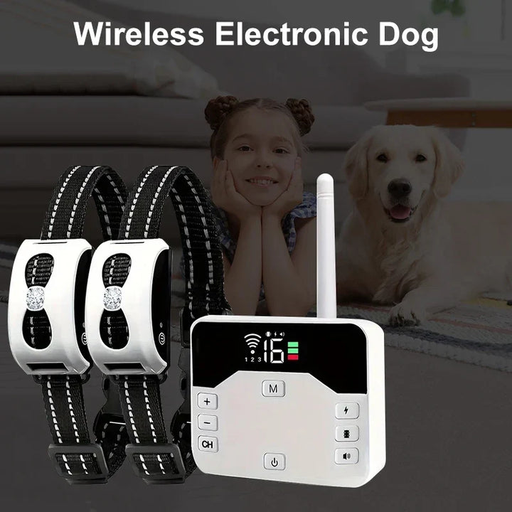 Pets Wireless Electronic Fence - IP65 Waterproof Rechargeable Remote Control Training Collar