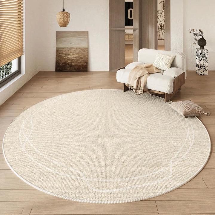 Round Rug Cream Wabi Sabi Luxury Non Slip Waterproof