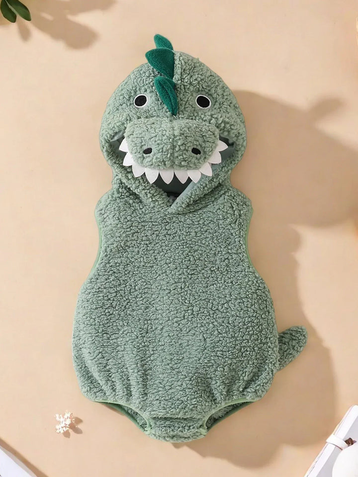 Baby Dinosaur Halloween Romper Plush Hooded Sleeveless