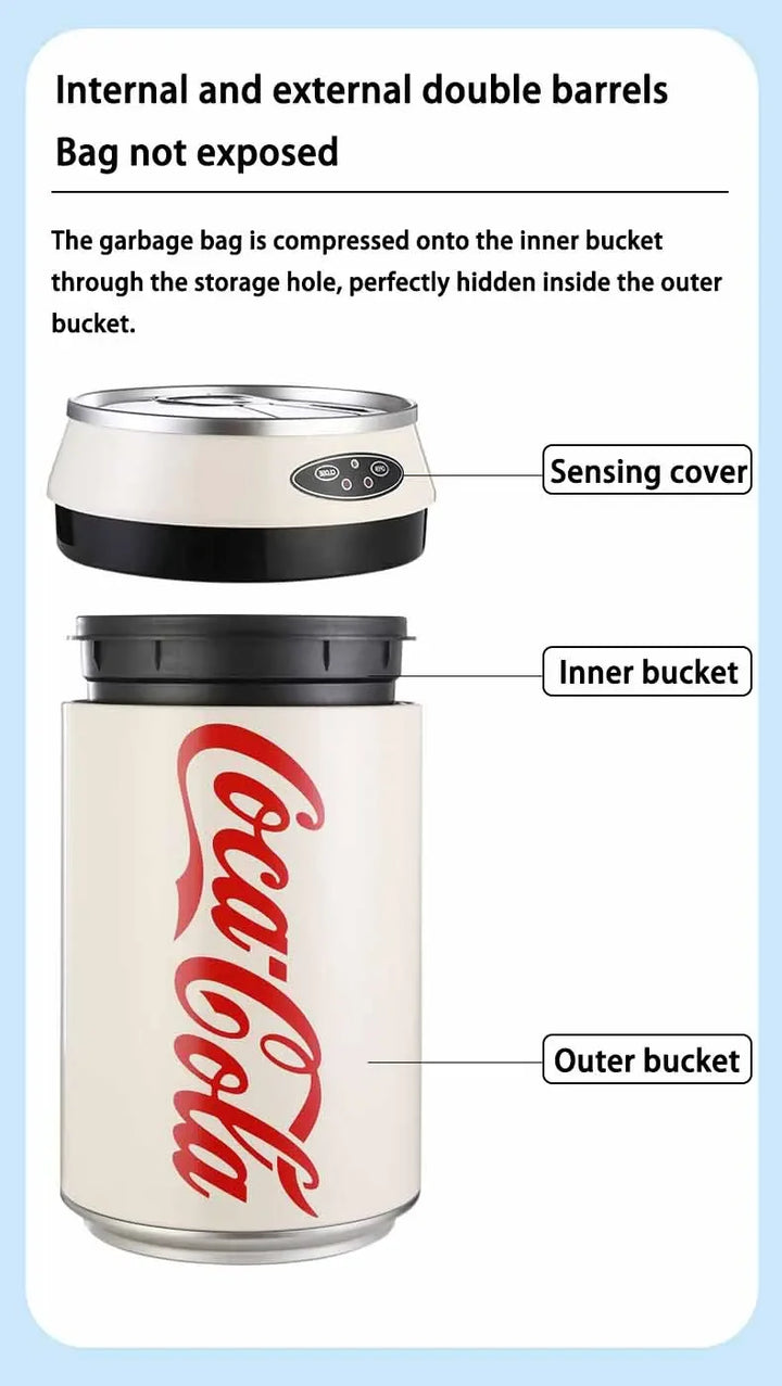 Automatic Induction Trash Can Round Kitchen Bin 24x40cm