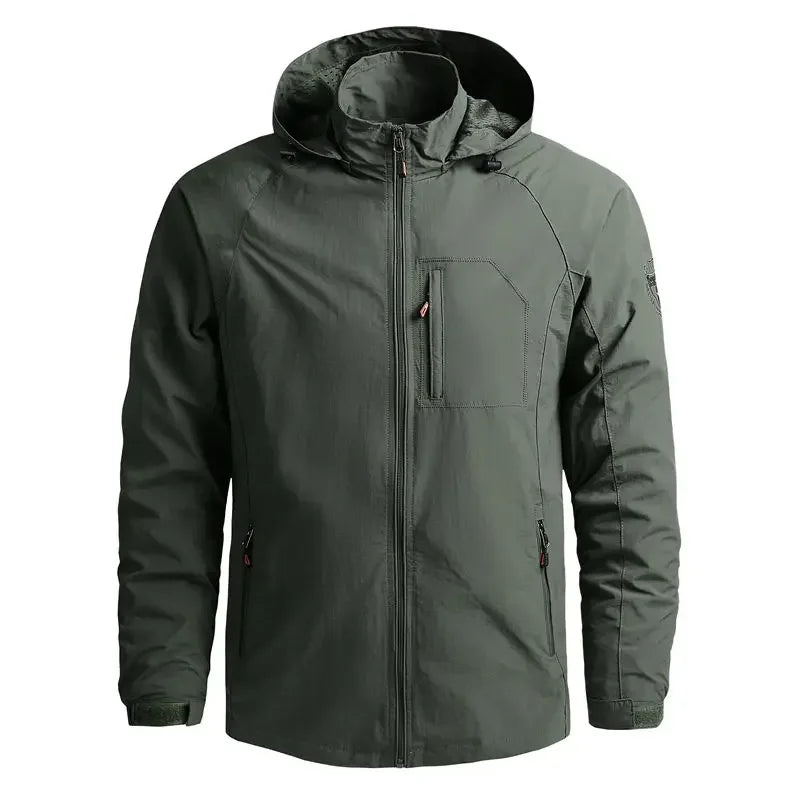 Waterproof Men Jacket- Hooded Windbreaker Polyester Camping