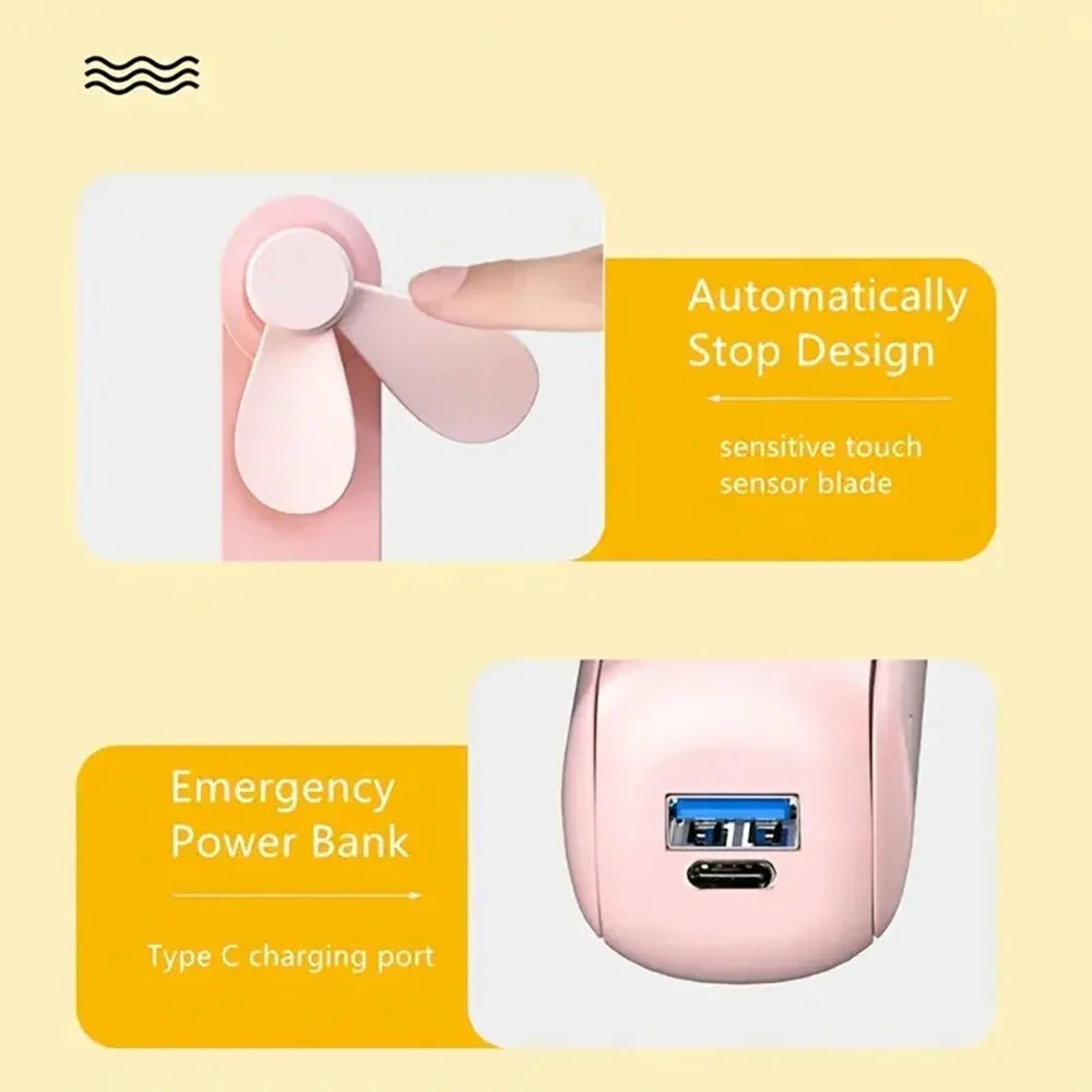 Hook Designer Portable Mini Handheld Fan - USB Rechargeable Personal Fan with Powerful Turbo Wind