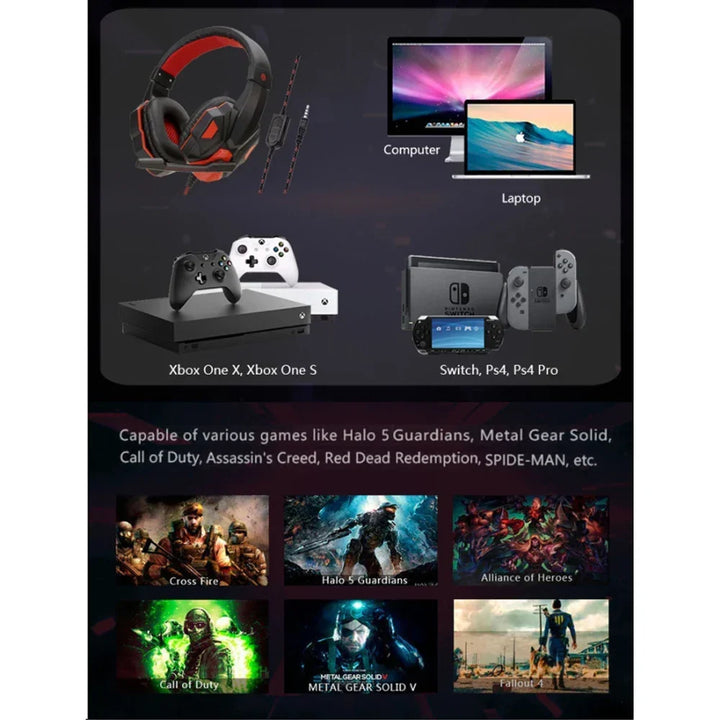 Gaming Headset Wired Noise Cancelling Microphone Adjustable
