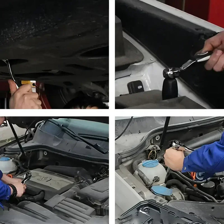 Metric Socket Wrench Set - Home Tools Car Mechanic Kit with Ratchet and Adapters
