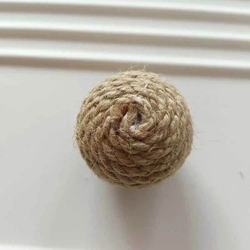 5PCS Handmade Sisal Cat Sounding Balls - Interactive Toy for Kittens
