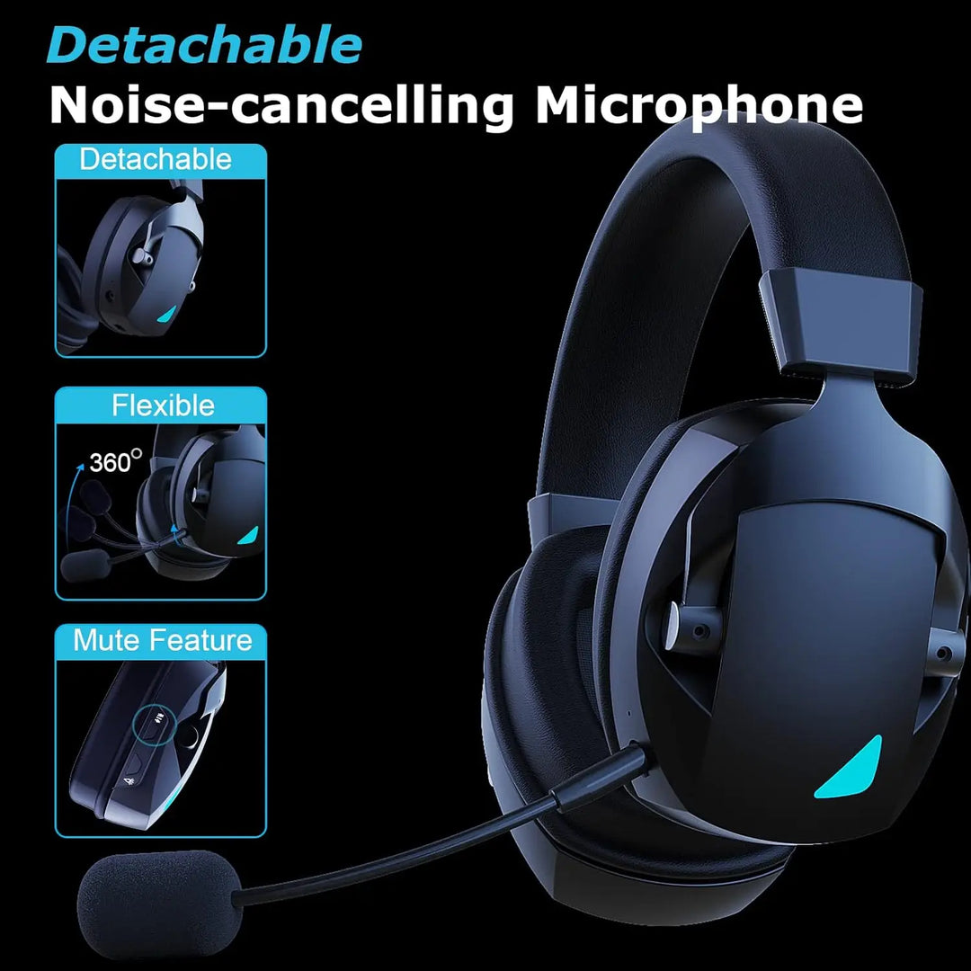 Wireless Gaming Headset Detachable Mic Multi Mode Comfort