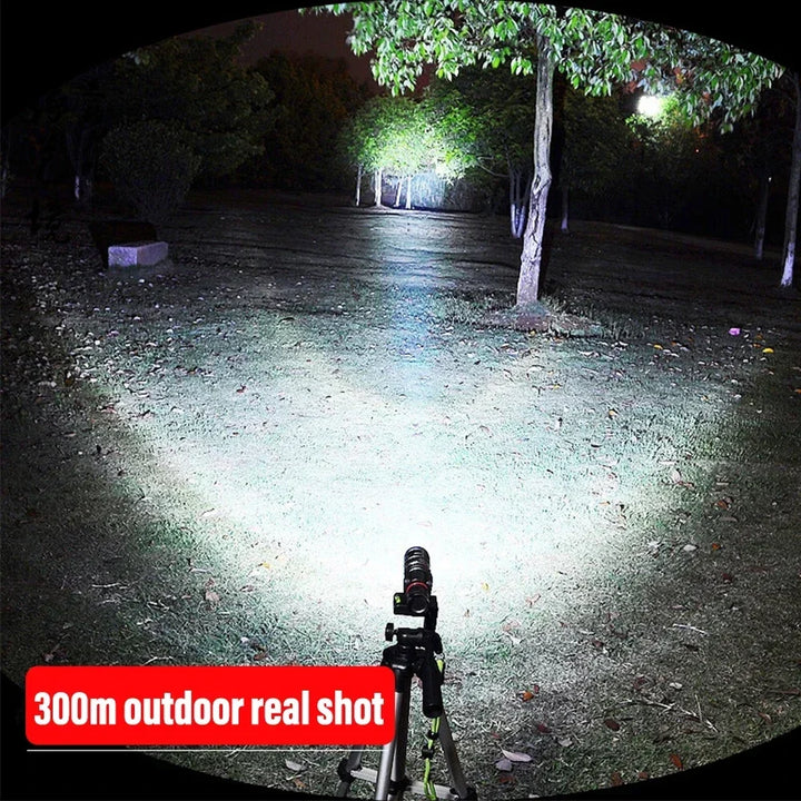 High Power LED Flashlights Zoomable Camping Torch with T6 LED, Waterproof, 4 Lighting Modes, USB Charger, Outdoor Emergency Light