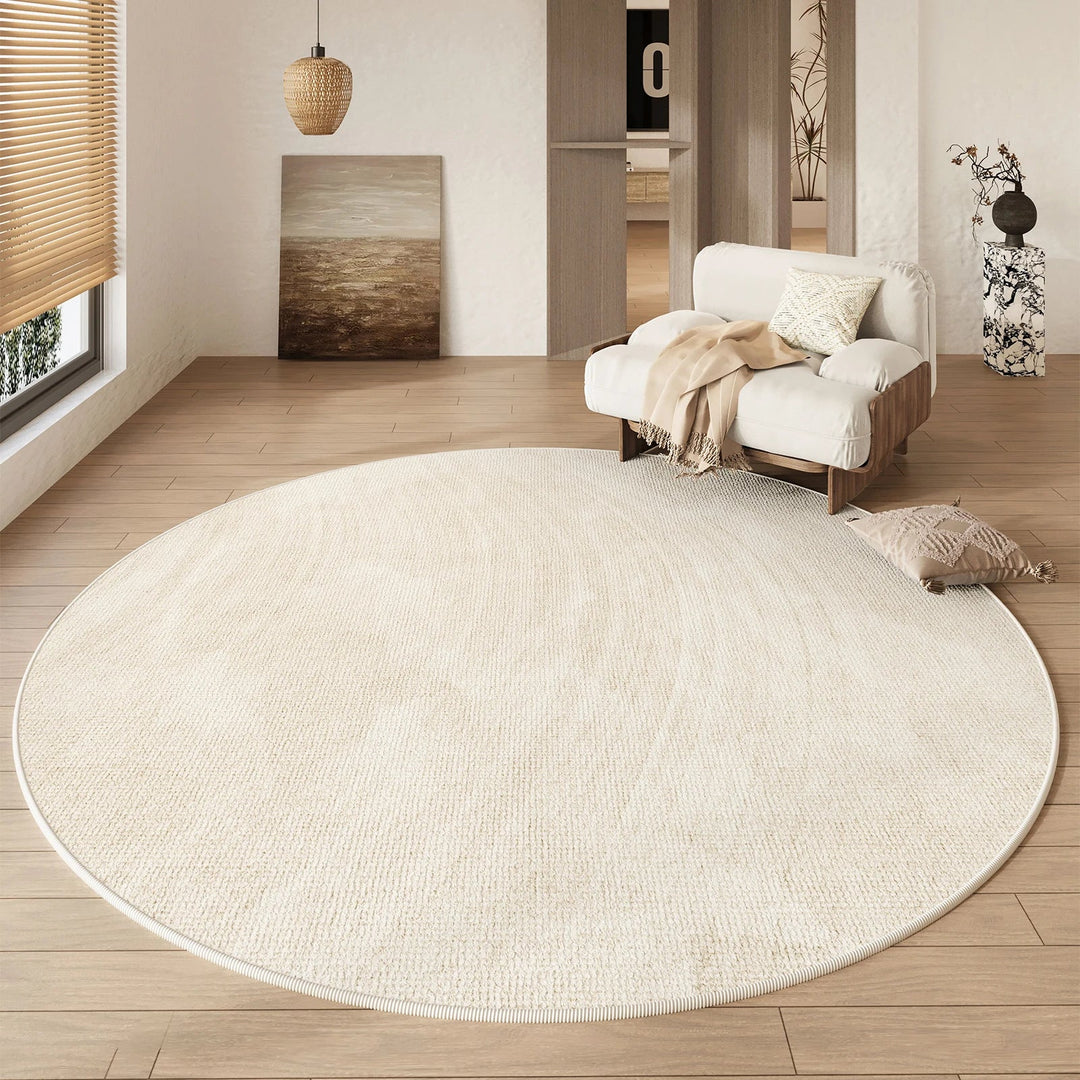 Round Rug Cream Wabi Sabi Luxury Non Slip Waterproof