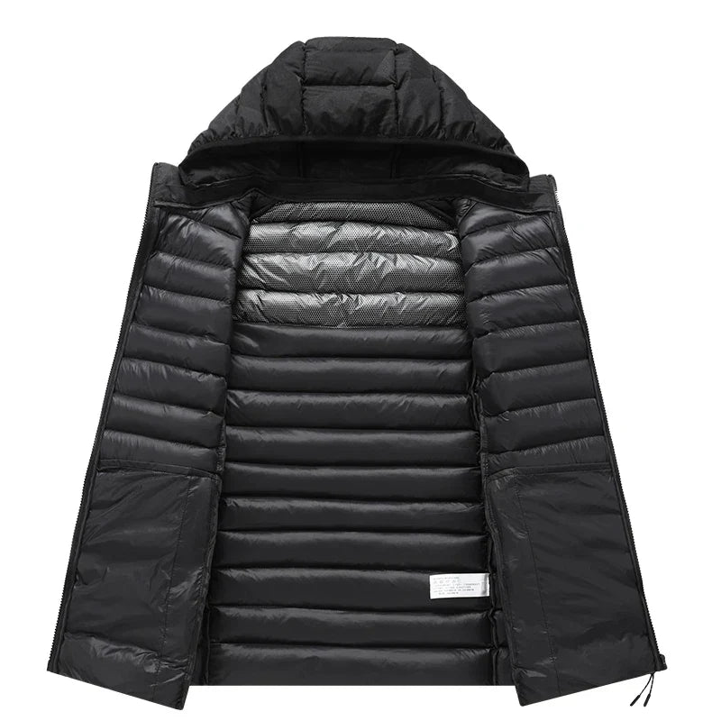 Warm Men’s Sleeveless Vest - Quilted Hood, Cotton Poly