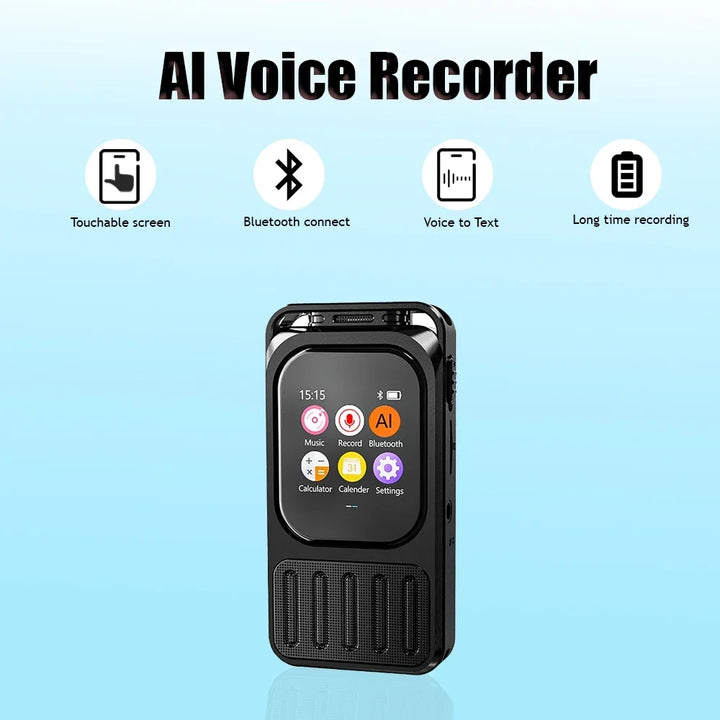 AI Voice Recorder Bluetooth Touchscreen 79H Battery 1200mAh