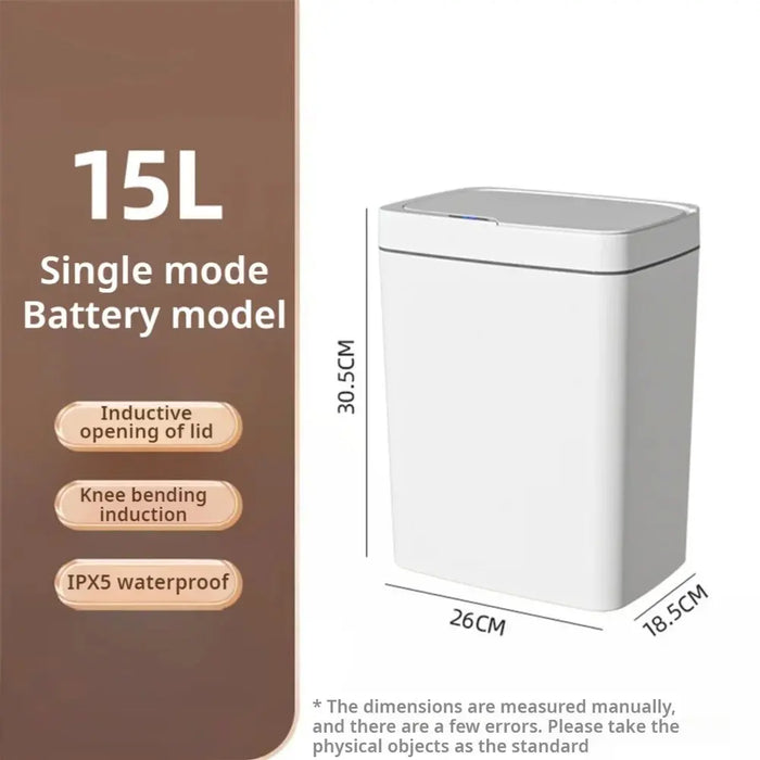 Touchless Smart Sensor Trash Can 15L Waterproof Automatic