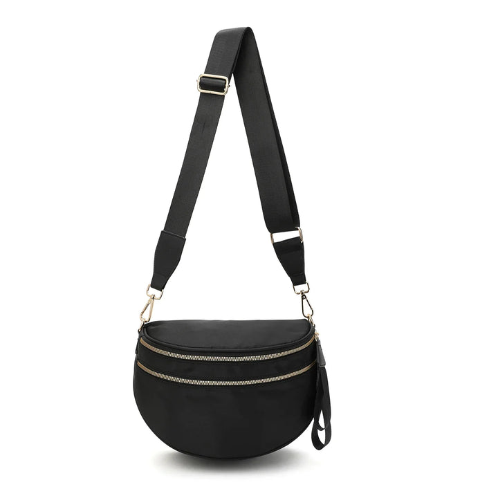 Versatile unisex crossbody bum bag – checkered nylon, box shape, travel and daily use