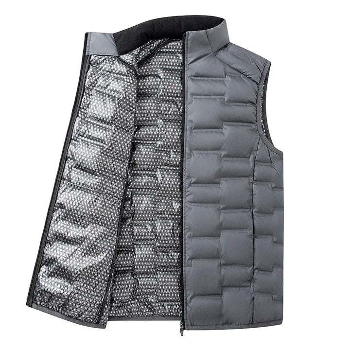 Warm Cozy Men’s Down Vest - Stand Collar, Duck Down, Winter