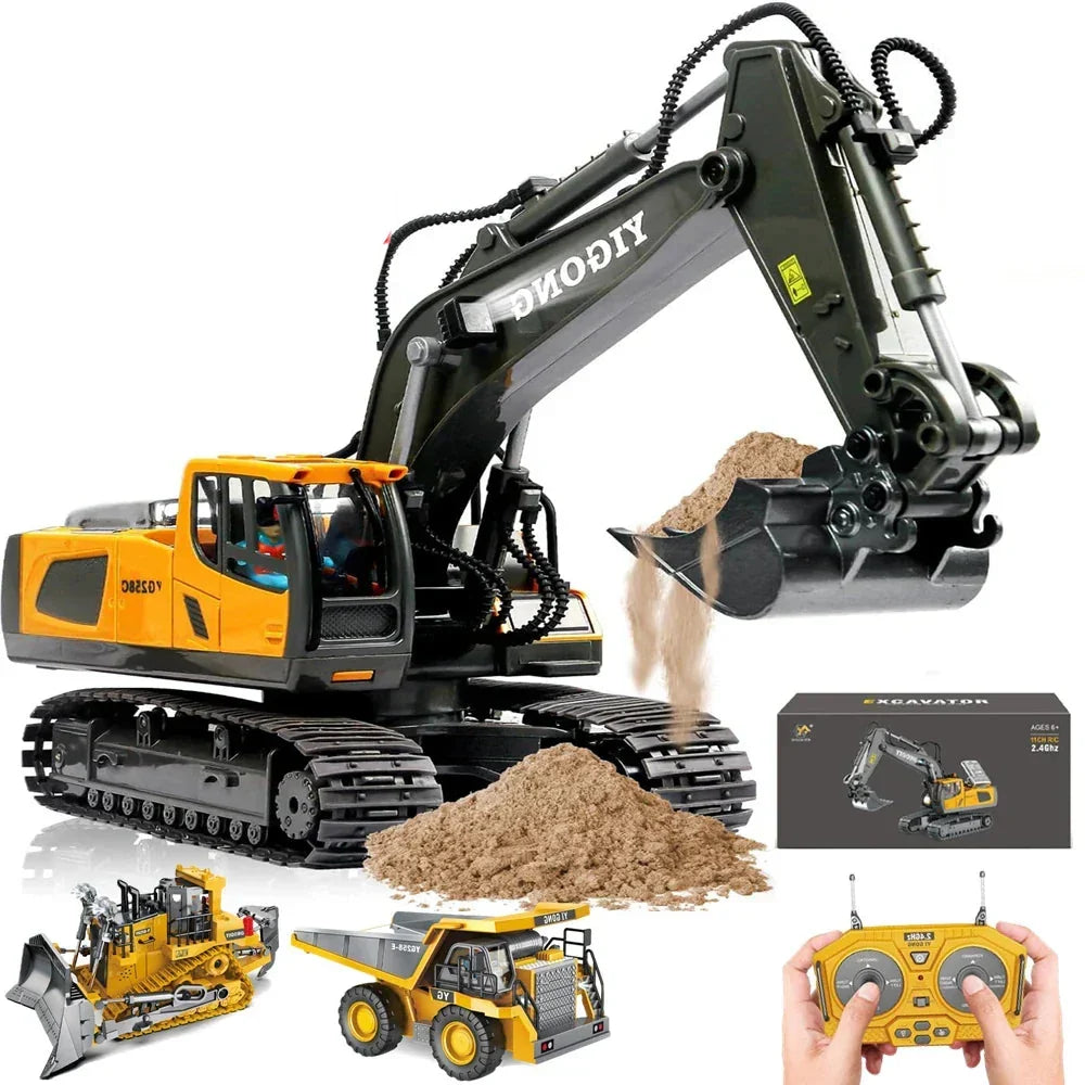 Remote Control Excavator Toy 4WD Construction Vehicle Battery Included Kids Gift Fall 2025