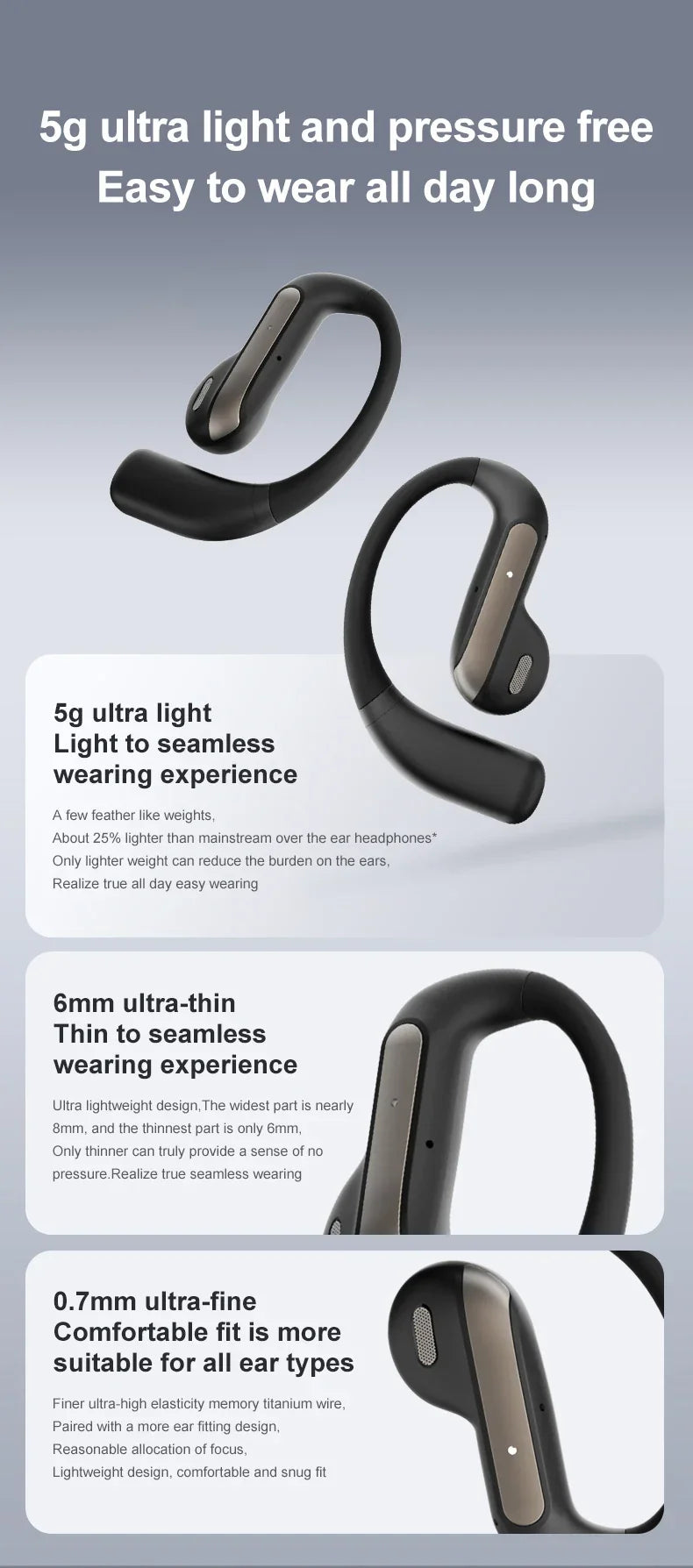 AI Translation Earbuds With Noise Canceling Ear Hook Sports