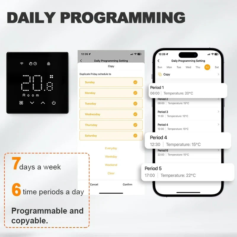 Smart Gas Boiler Thermostat WiFi Enabled Daily Programmable Voice Assistant Compatible Fall 2025 Energy Saver