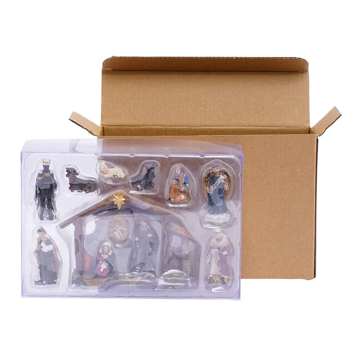 Nativity Scene 5cm Resin Set Table Centerpiece Christmas 2025 Gift Box Decor