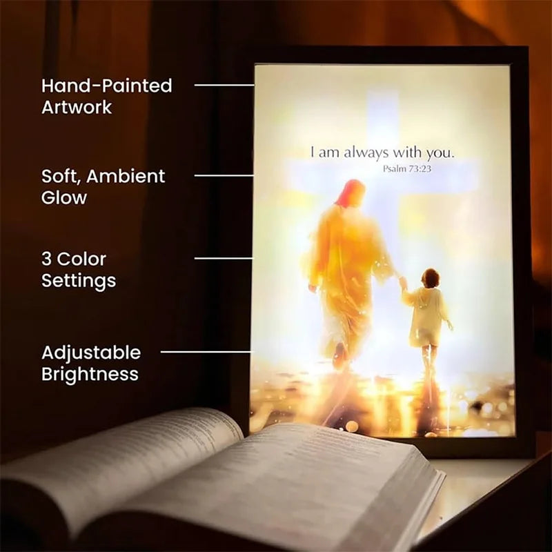 Jesus LED 4D Wall Art Lamp Picture Frame PVC Devotional