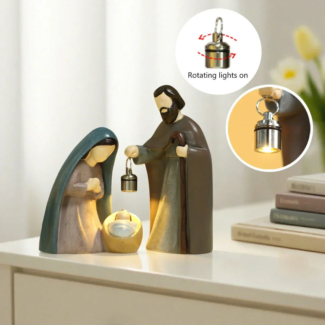 Nativity Scene Ornament Luminous Handheld Lamp Folk Art Christmas Decor 2025 Gift