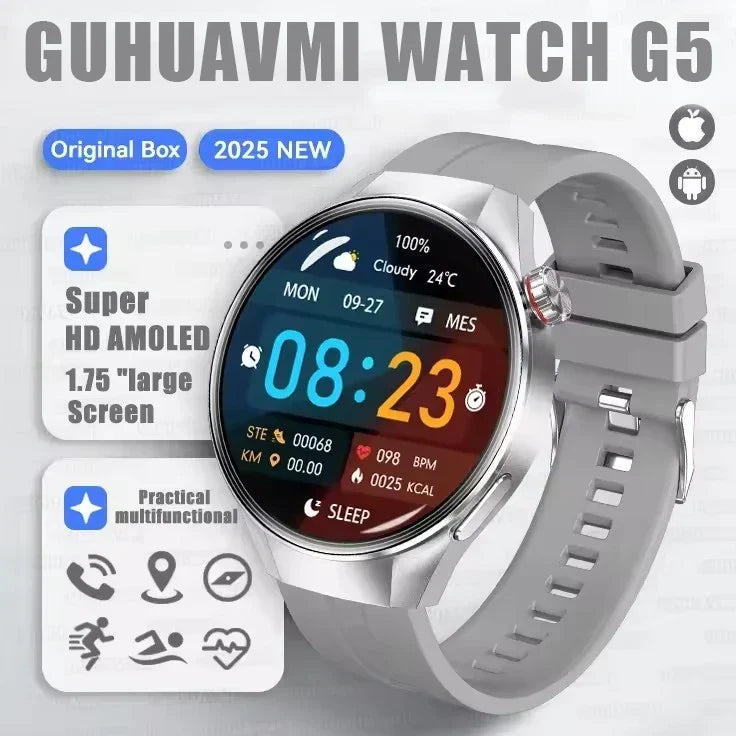 Smartwatch 1.75 Inch AMOLED Display GPS Tracking Bluetooth Calling Health Monitoring IP68 Waterproof Fall 2025 Gift