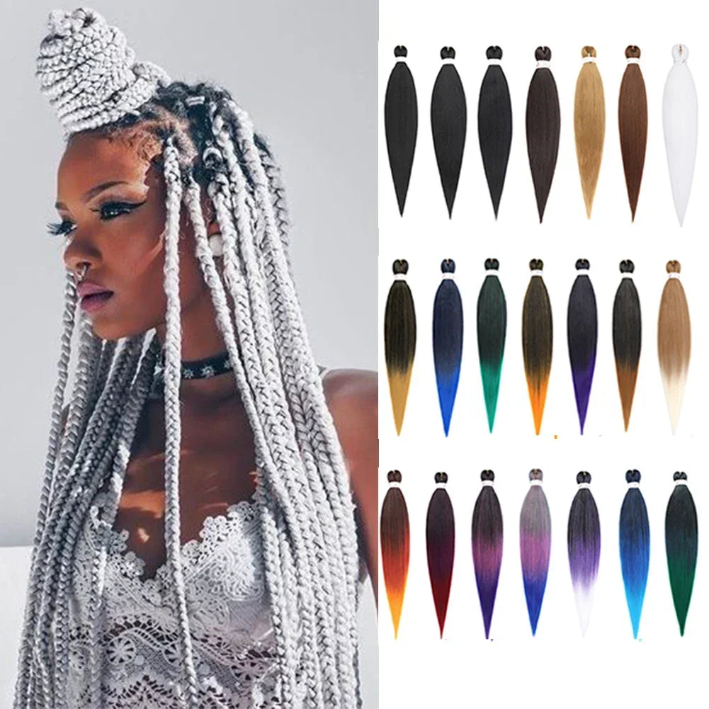 Pre-Stretched Braids Synthetic Ombre Yaki Texture Extensions