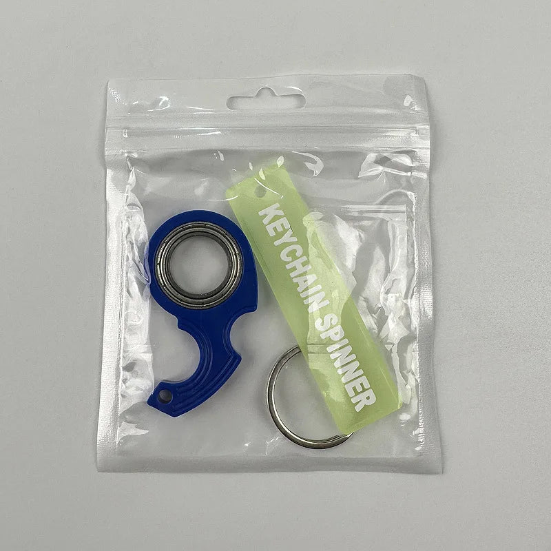 Metal Keychain Fidget Spinner Ring Stress Relief Toy