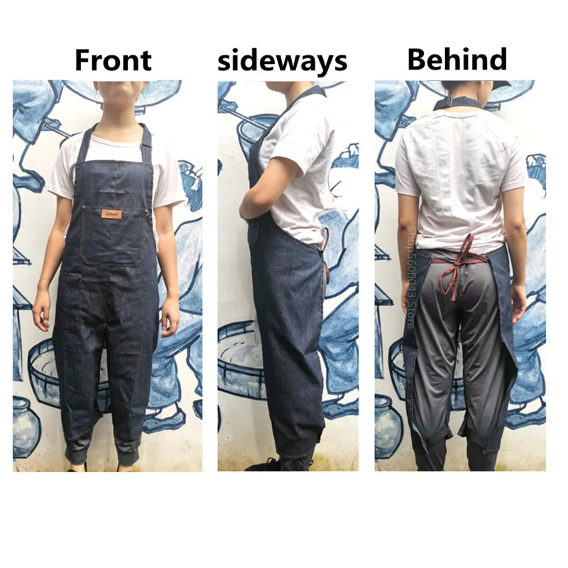 Pottery Apron Adjustable Denim Split Leg Overalls Studio Apron Fall 2025 Mud Retaining Pockets Anti Fouling