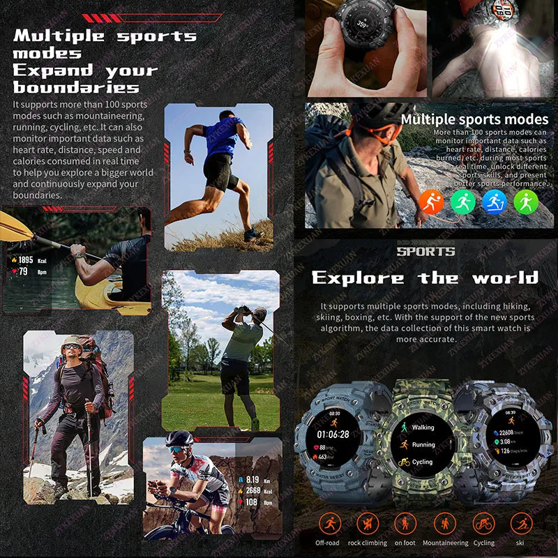 Smart Watch Rugged Outdoor Edition Fall 2025 Bluetooth Calls Waterproof IP68 Compass Flashlight SOS 1.39 Inch Display