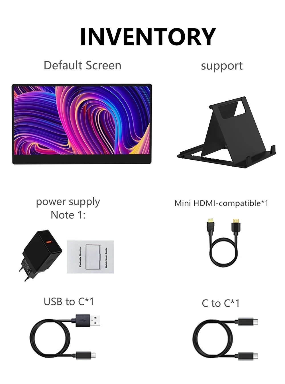 Portable 14 Inch Monitor 178 Degree View Built In Speaker