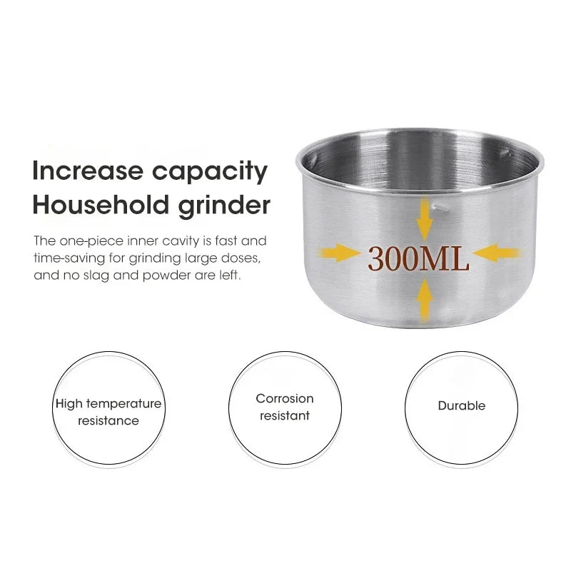Coffee Grinder Mini Electric Stainless Ultrafine 300ml