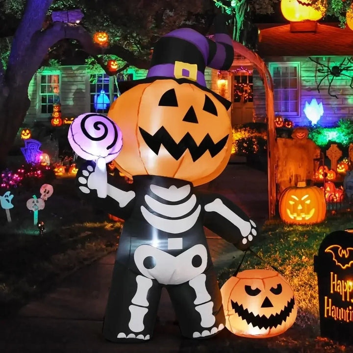Halloween Inflatable 6ft Pumpkin Skull Yard Decor 2025