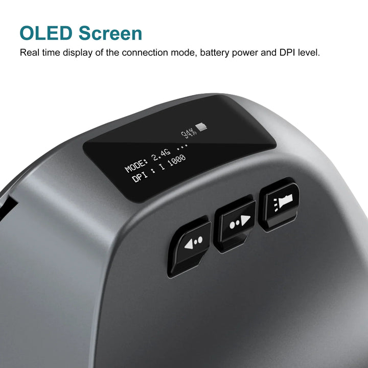 Bluetooth Vertical Ergonomic Mouse With OLED Screen