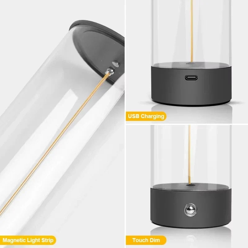 Cordless LED Table Lamp - Rechargeable Magnetic Design, Touch Sensor, Dimmable for Bedroom