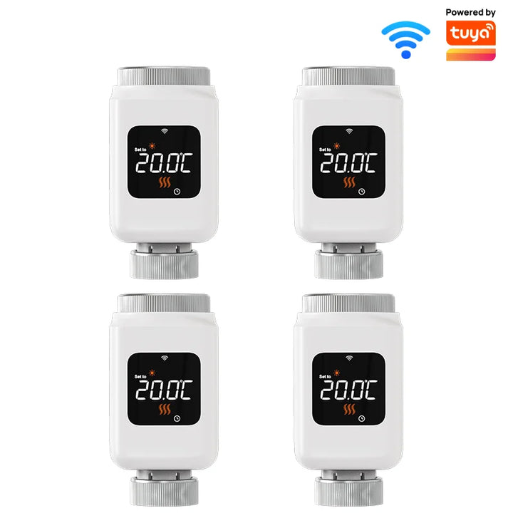 Smart WiFi Thermostatic Radiator Valve – App Control and Voice Assist, Alexa and Google Home 4-Pack Fall 2025