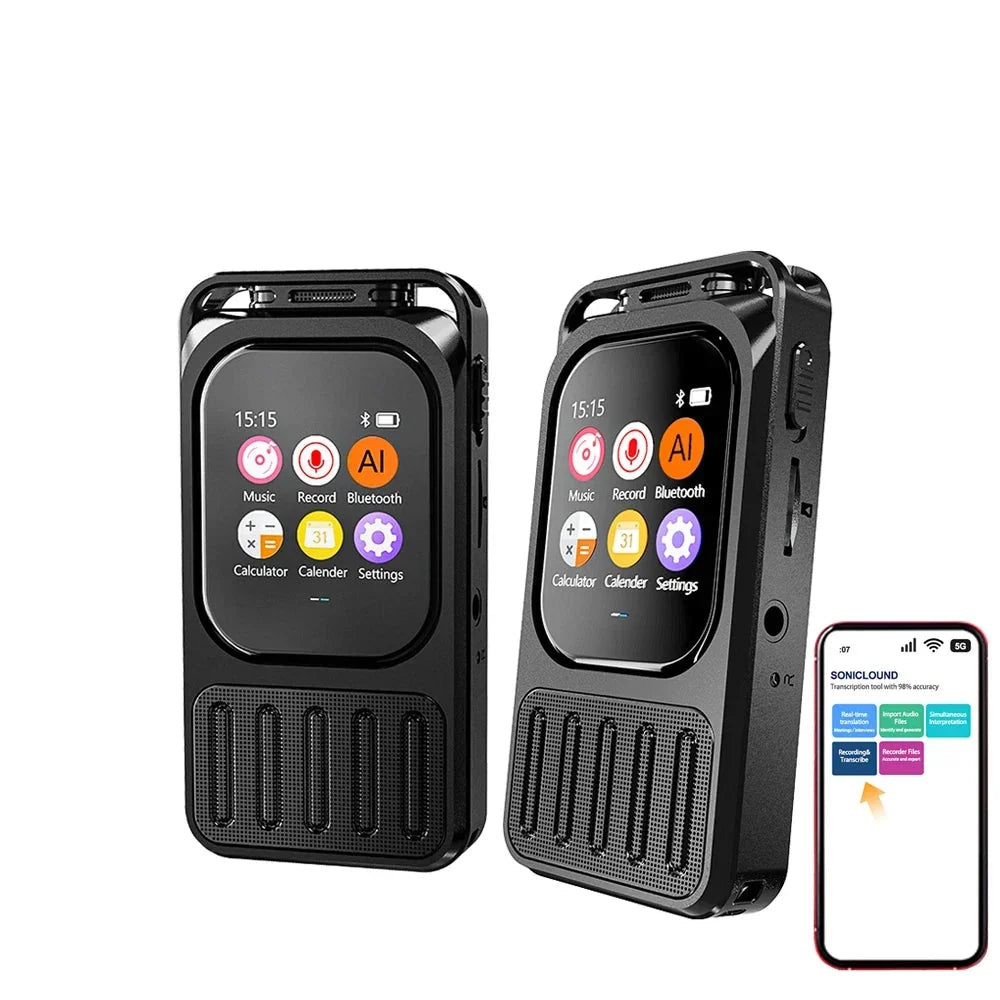 AI Voice Recorder Bluetooth Touchscreen 79H Battery 1200mAh