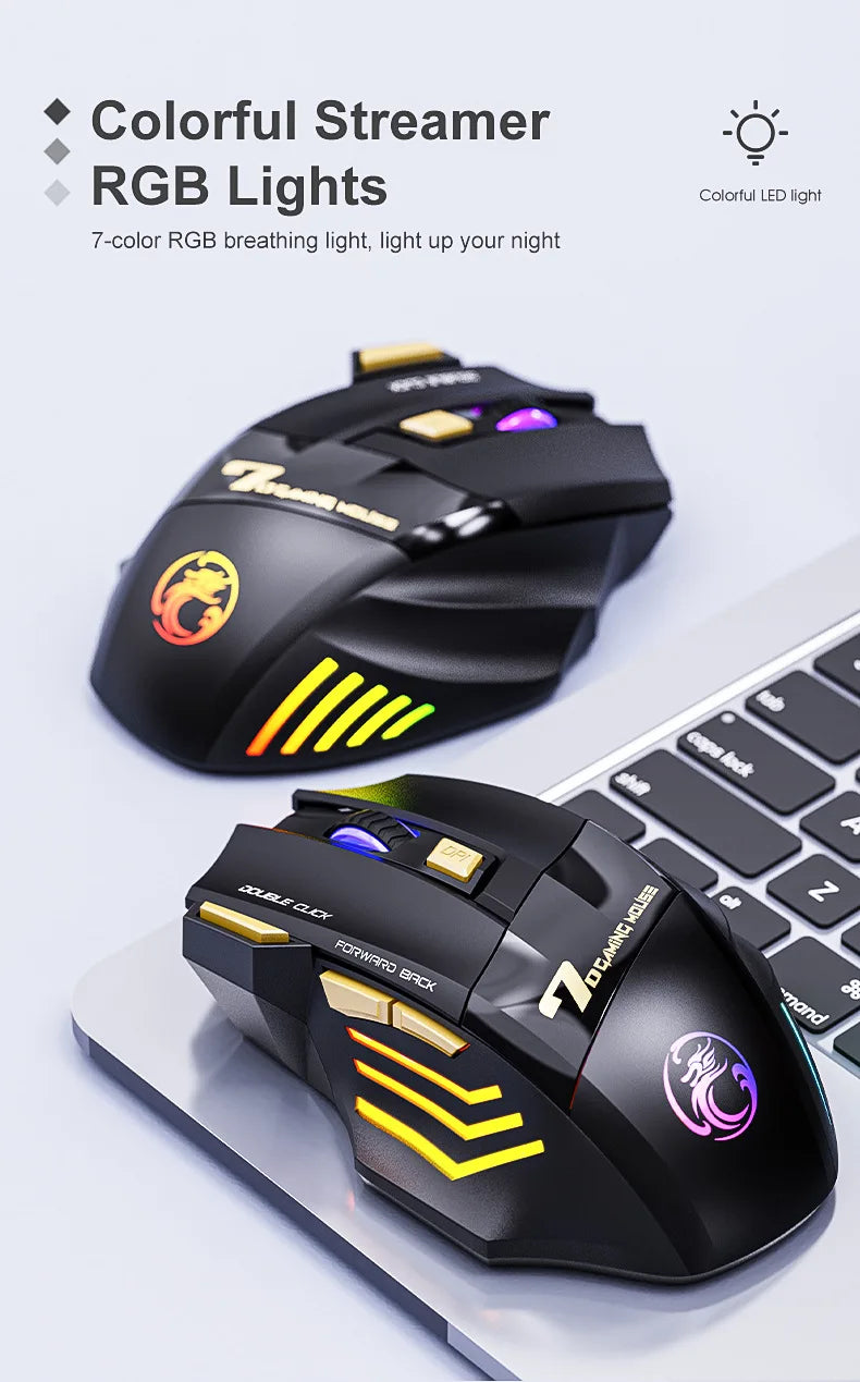 Wireless Gaming Mouse 3200DPI Dual Mode Rechargeable
