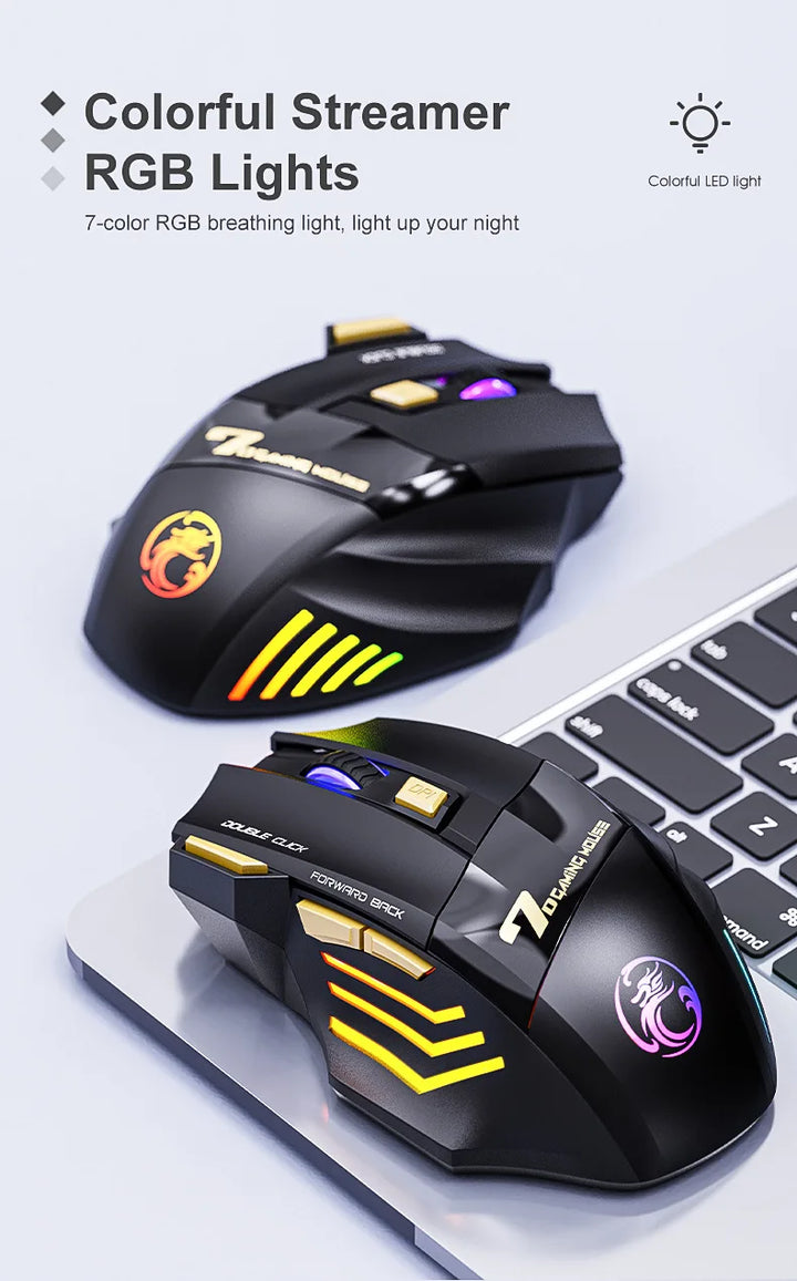 Wireless Gaming Mouse 3200DPI Dual Mode Rechargeable