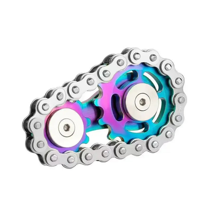Fidget Spinner Metal Chain Gear EDC Rainbow Focus Toy