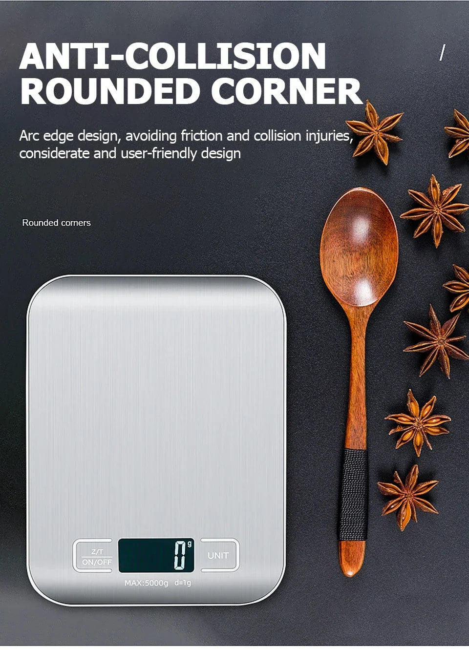 Digital Kitchen Scale Stainless Steel LCD Baking Scale