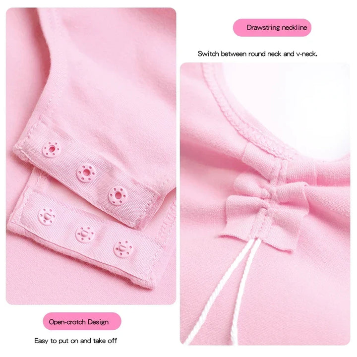Soft Girls Ballet Leotard – Long Sleeve, Chest-Drawstring, Cotton, For Dance Class