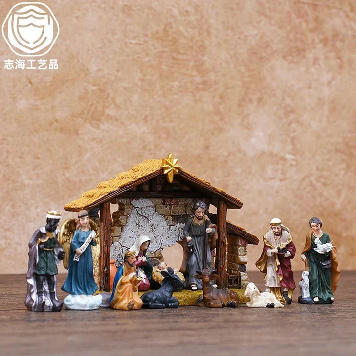 Nativity Scene 5cm Resin Set Table Centerpiece Christmas 2025 Gift Box Decor