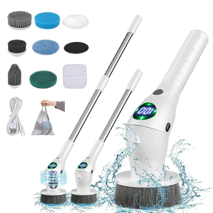 Wireless Rotatable Electric Cleaning Brush - 8 in 1 Household Cleaning Tool for Kitchen & Bathroom