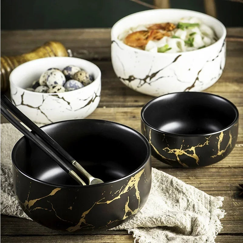 Marble Ceramic Bowl Set Nordic Tableware Minimalist