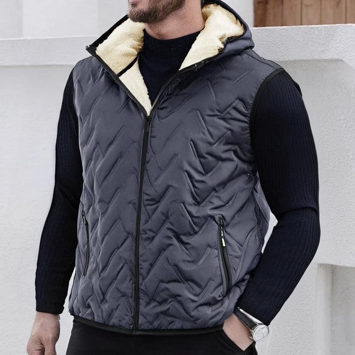 Insulating Mens Down Vest - Quilted, Shearling Travel