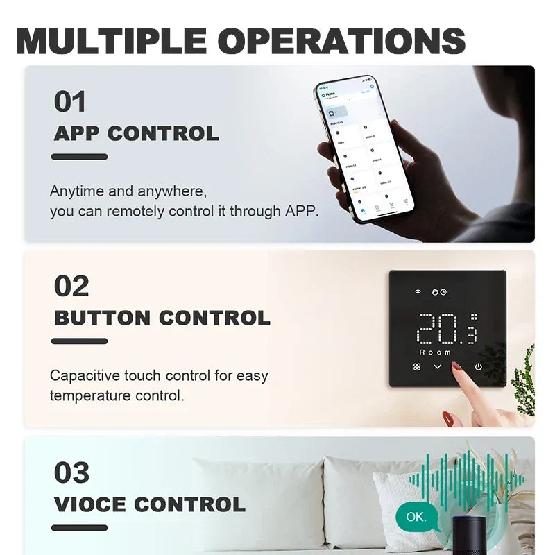 Smart Gas Boiler Thermostat WiFi Enabled Daily Programmable Voice Assistant Compatible Fall 2025 Energy Saver