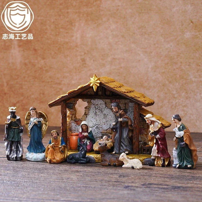 Nativity Scene 5cm Resin Set Table Centerpiece Christmas 2025 Gift Box Decor